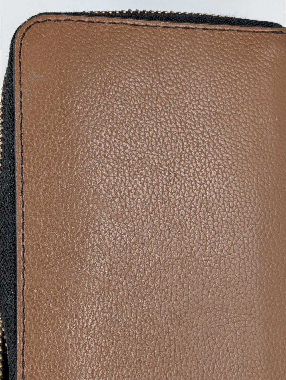 Coach Accordion Wallet Black Brown Pebble Leather Whipstitch Zip Around F58105 - Picture 15 of 16